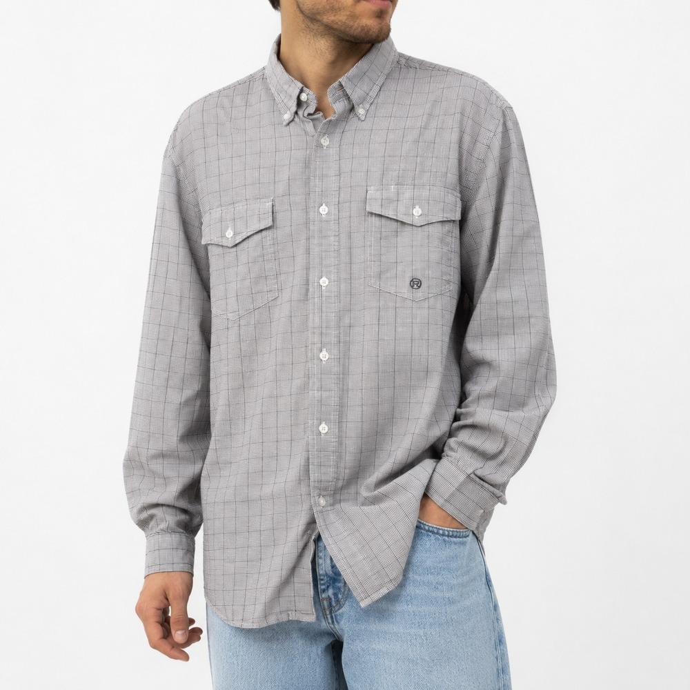 Roper Western Shirt Men's Large Button Down Collar Flap Pockets Cuff Sleeves